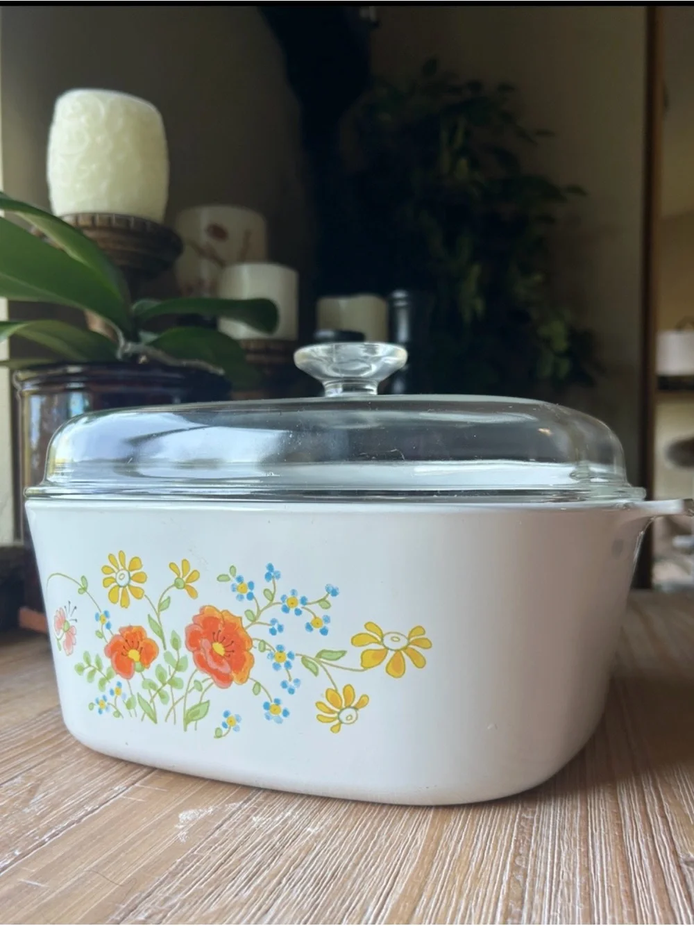 Large Vintage Corning Ware Wildflower Poppy Pattern A-5-B Casserole Dish 5 Quart